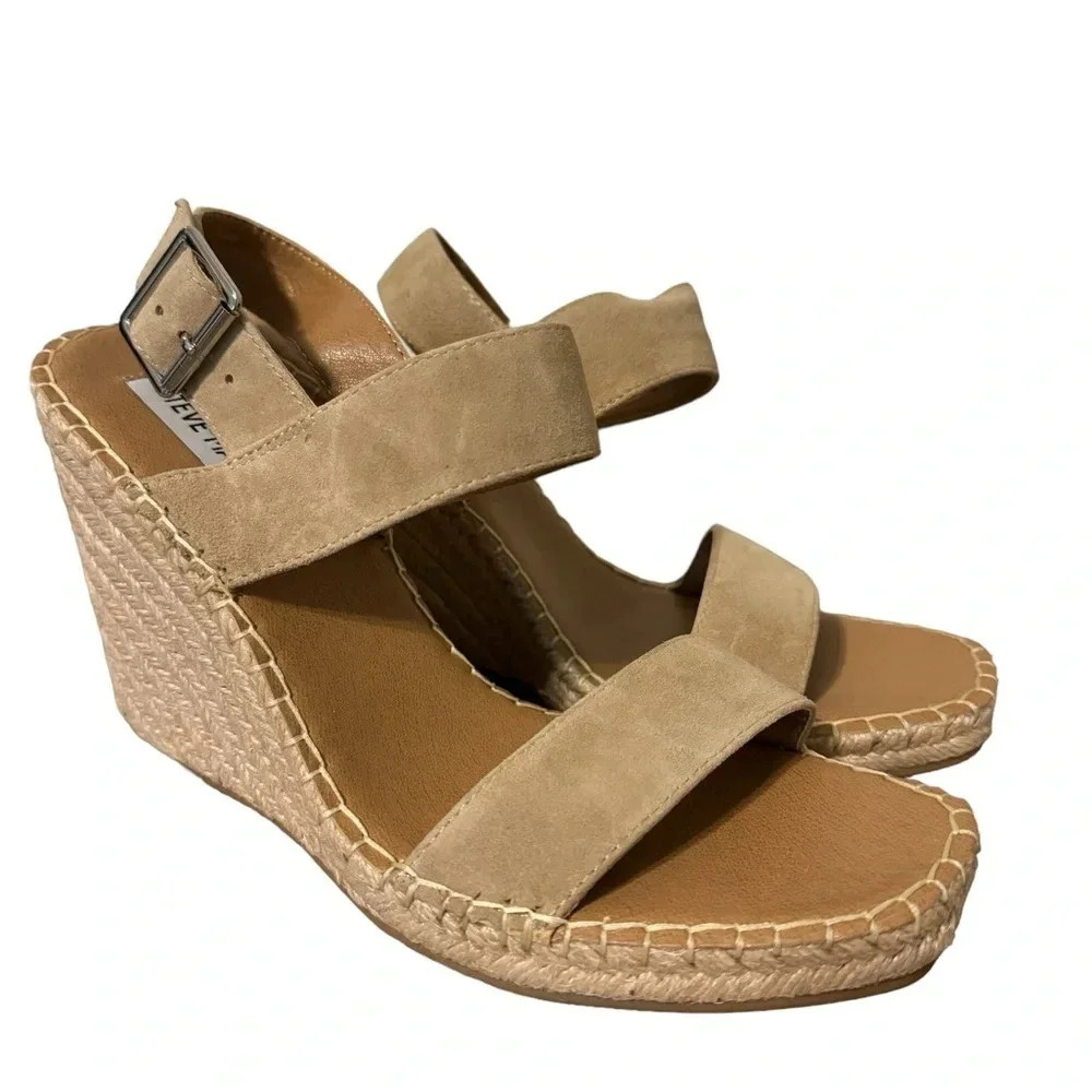 Steve Madden Womens Uri Ankle Strap Espadrilles Wedge Heels size is 9.5